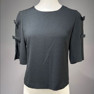 Club Monaco Black Bow Sleeve Top (rack 15)